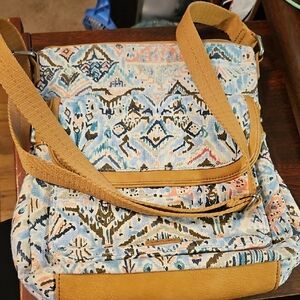 Sakroots Multicolor Patterned Crossbody Bag with Tan Accents
